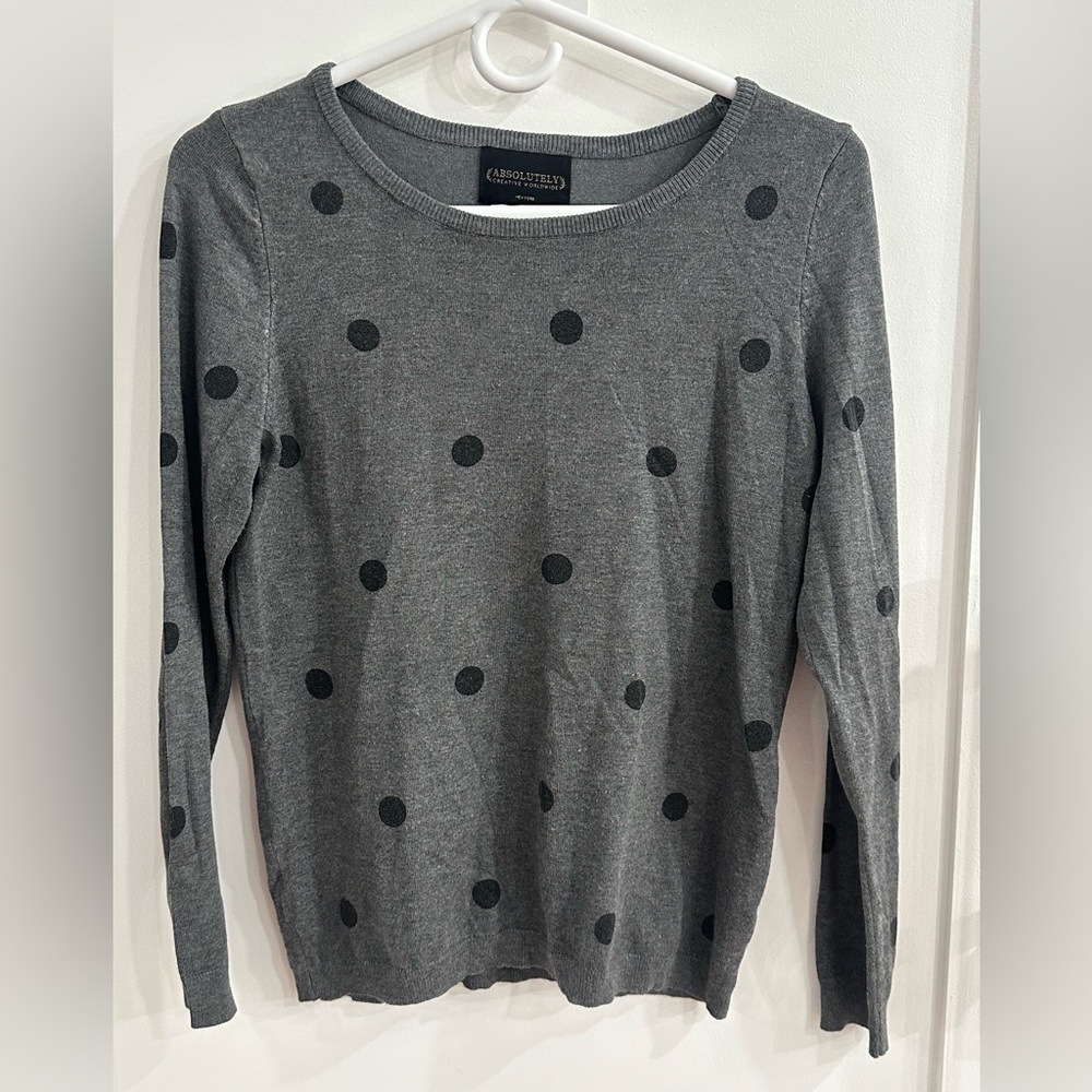 Absolutely Creative Worldwide Polka Dot Sweater Grey S